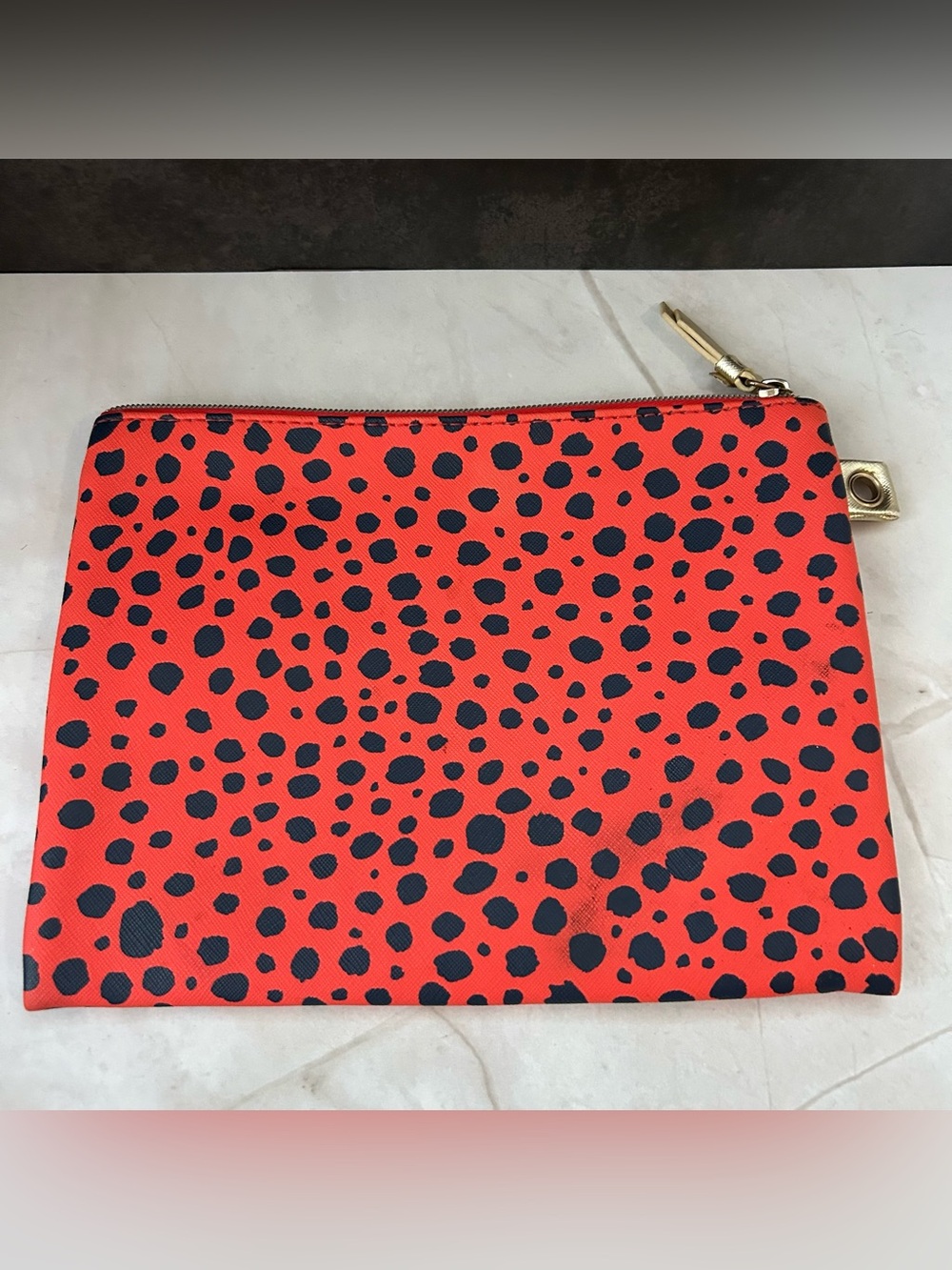 Dabney Lee Orange and Blue Spot Zip Pouch